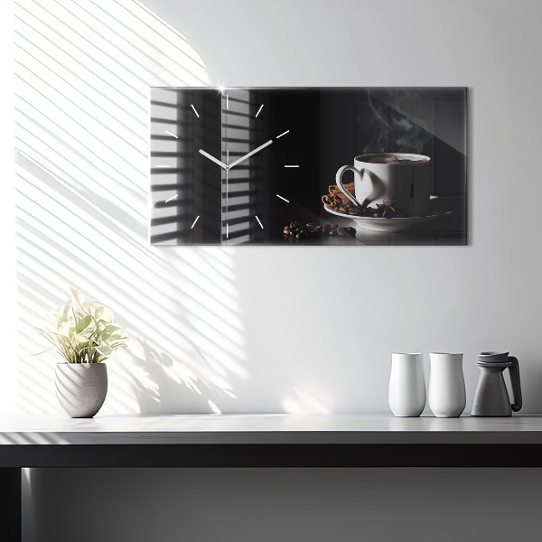 Horizontal wall clock A cup of coffee