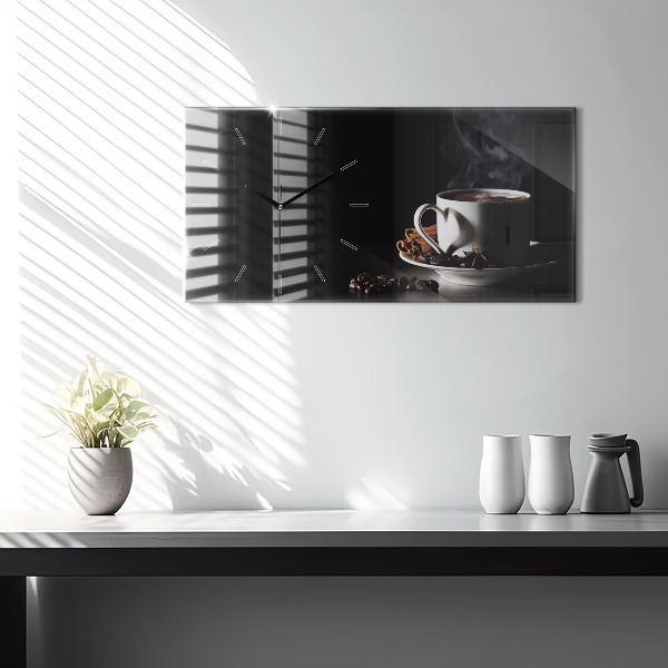 Horizontal wall clock A cup of coffee