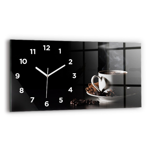 Horizontal wall clock A cup of coffee