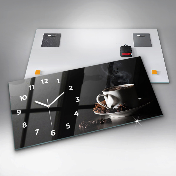 Horizontal wall clock A cup of coffee
