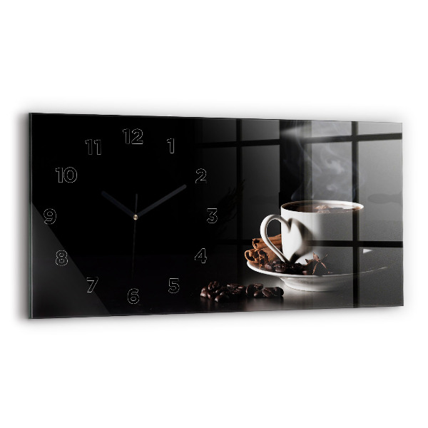 Horizontal wall clock A cup of coffee