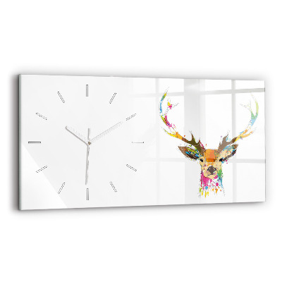 Horizontal wall clock Colorful deer head