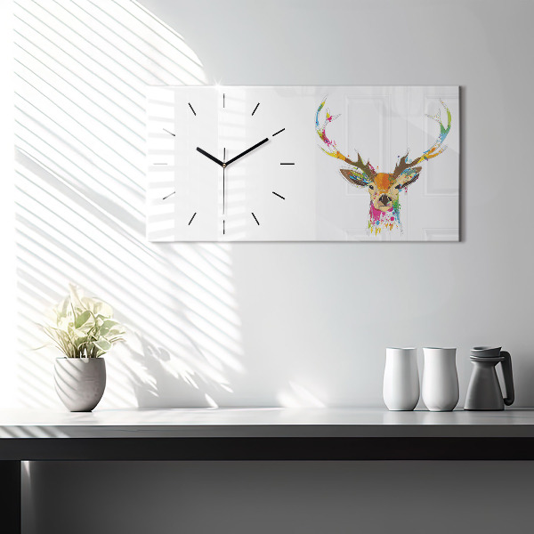 Horizontal wall clock Colorful deer head