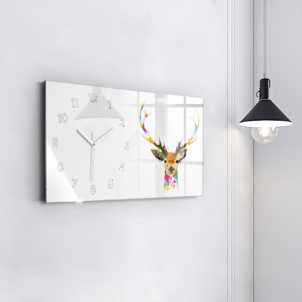 Horizontal wall clock Colorful deer head