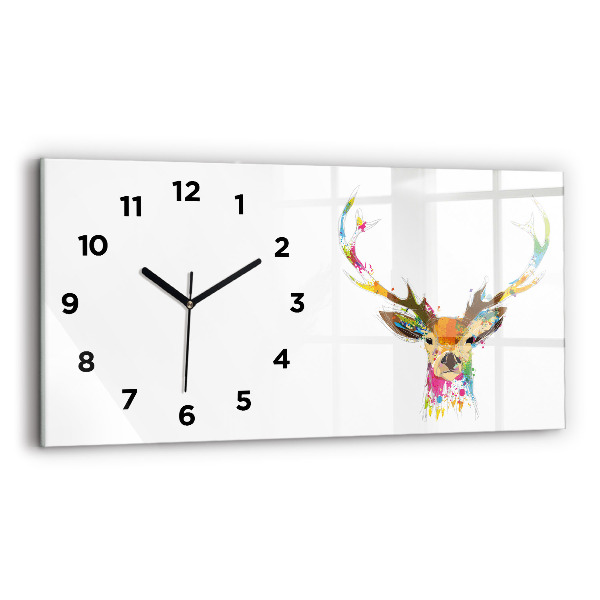 Horizontal wall clock Colorful deer head
