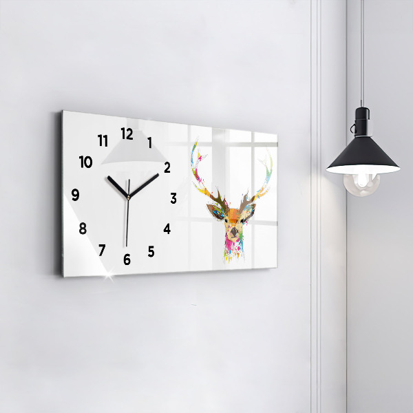 Horizontal wall clock Colorful deer head