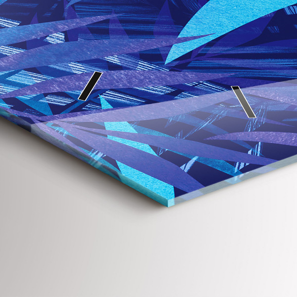 Horizontal wall clock Blue leaves