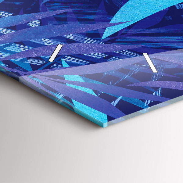 Horizontal wall clock Blue leaves