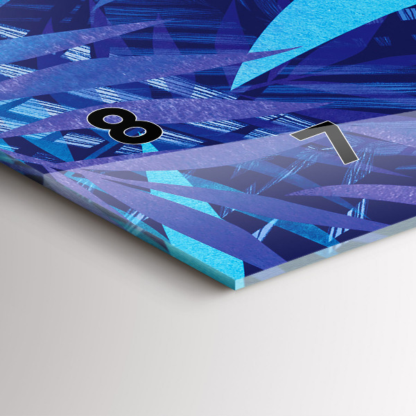 Horizontal wall clock Blue leaves