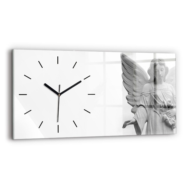 Horizontal wall clock Sculpture of an angel with wings