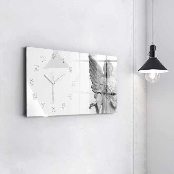 Horizontal wall clock Sculpture of an angel with wings