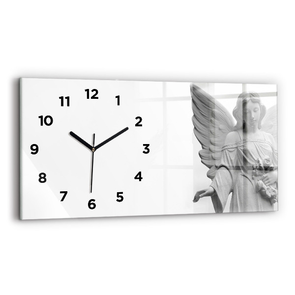 Horizontal wall clock Sculpture of an angel with wings