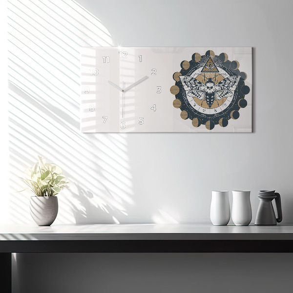 Horizontal wall clock Moon Phases and the Eye