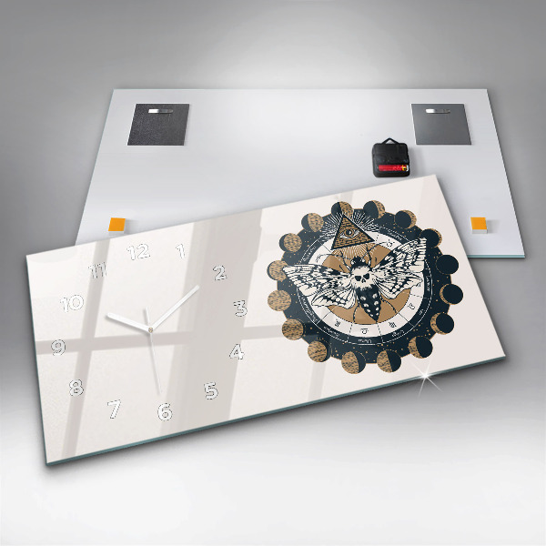 Horizontal wall clock Moon Phases and the Eye