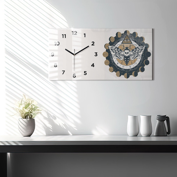 Horizontal wall clock Moon Phases and the Eye