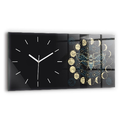 Horizontal wall clock Moon Phases and Insect