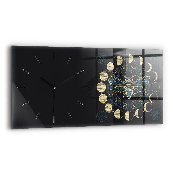 Horizontal wall clock Moon Phases and Insect