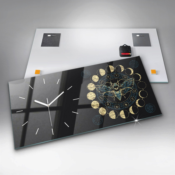 Horizontal wall clock Moon Phases and Insect