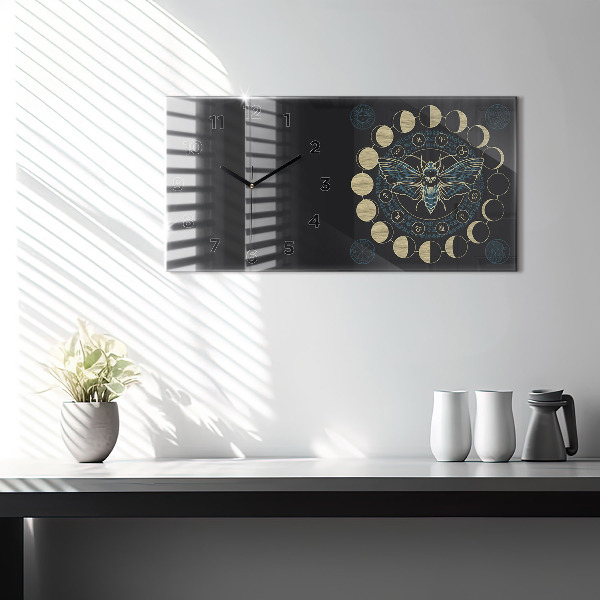 Horizontal wall clock Moon Phases and Insect
