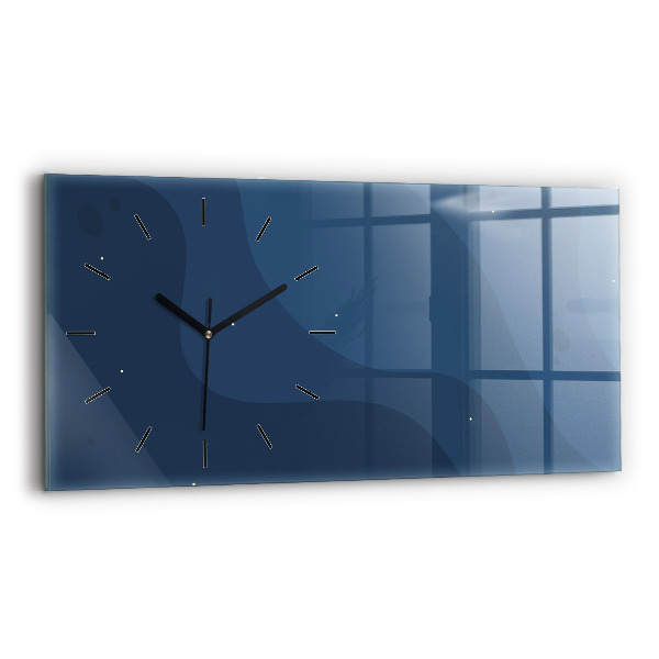 Horizontal wall clock Blue waves