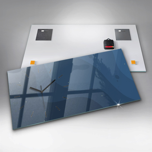 Horizontal wall clock Blue waves