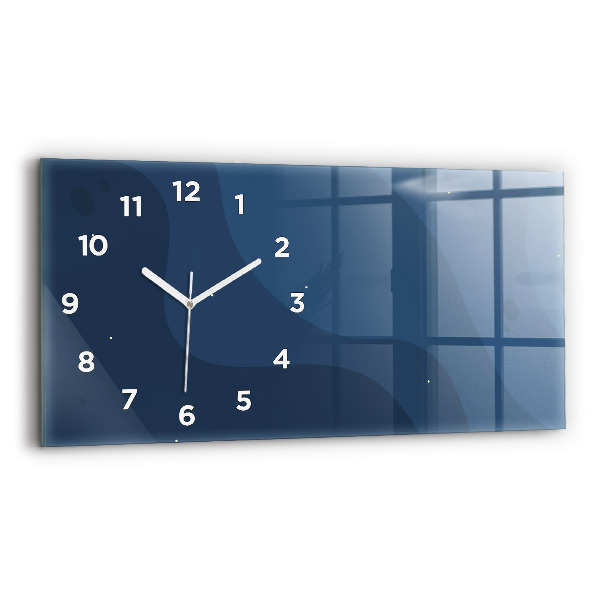 Horizontal wall clock Blue waves
