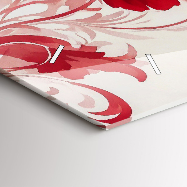 Horizontal wall clock Red flowers