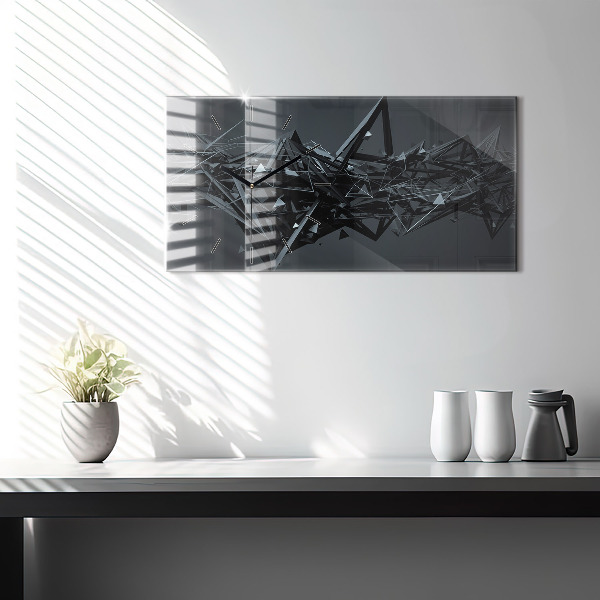 Horizontal wall clock Black abstraction