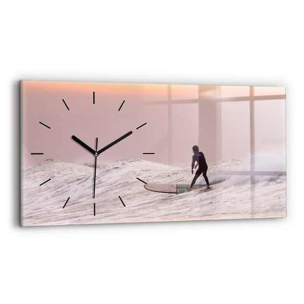 Horizontal wall clock Surfer in Hawaii