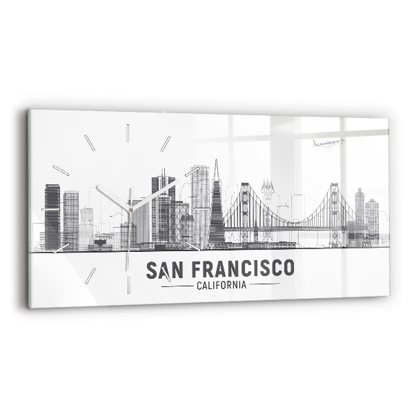 Horizontal wall clock San Francisco Skyline