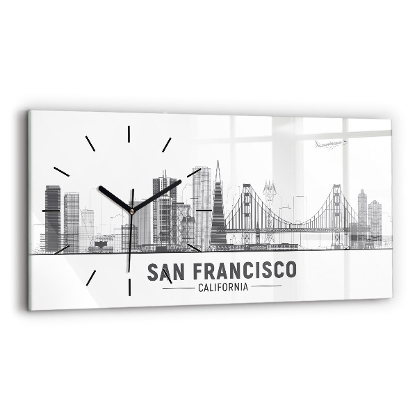 Horizontal wall clock San Francisco Skyline