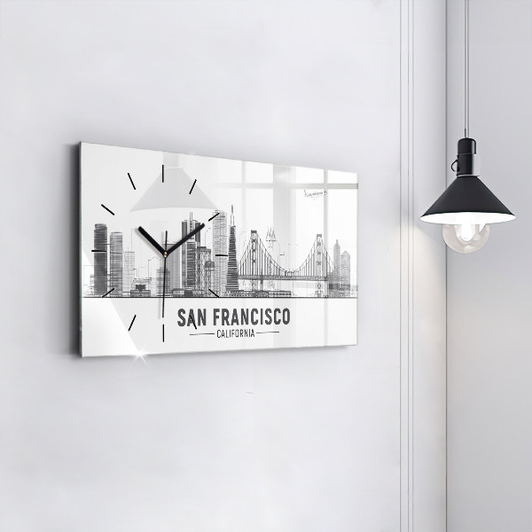 Horizontal wall clock San Francisco Skyline