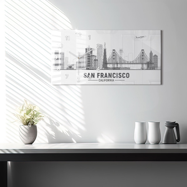 Horizontal wall clock San Francisco Skyline