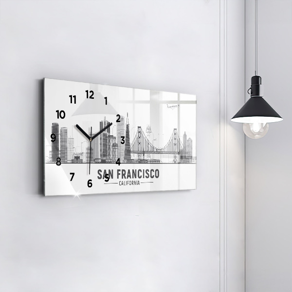 Horizontal wall clock San Francisco Skyline
