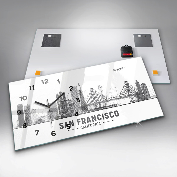 Horizontal wall clock San Francisco Skyline
