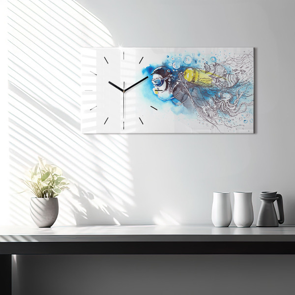 Horizontal wall clock Underwater fish life