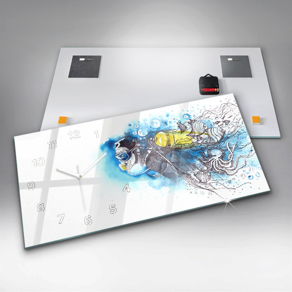 Horizontal wall clock Underwater fish life