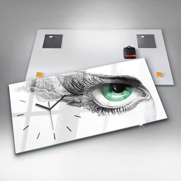 Horizontal wall clock Abstraction of the human eye