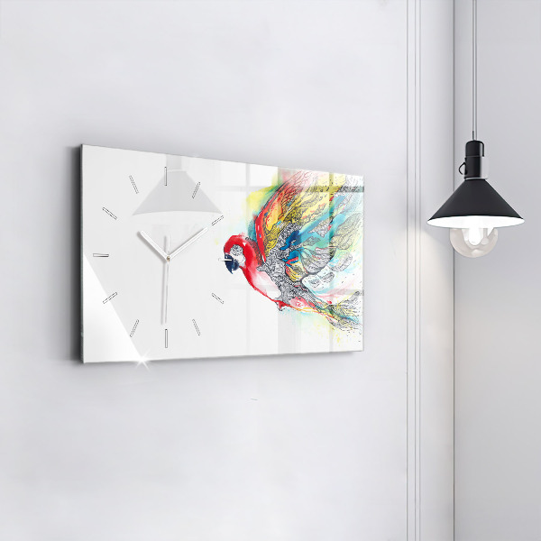 Horizontal wall clock Colorful Parrot in Flight