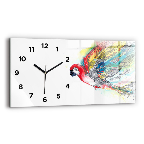 Horizontal wall clock Colorful Parrot in Flight