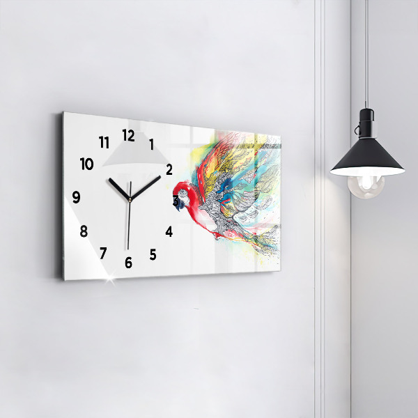 Horizontal wall clock Colorful Parrot in Flight
