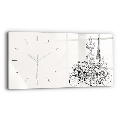 Horizontal wall clock Cycling race drawing