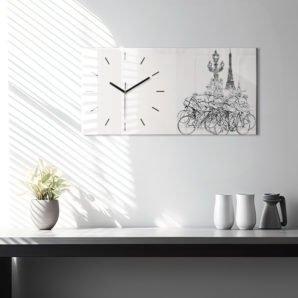 Horizontal wall clock Cycling race drawing