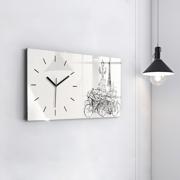 Horizontal wall clock Cycling race drawing