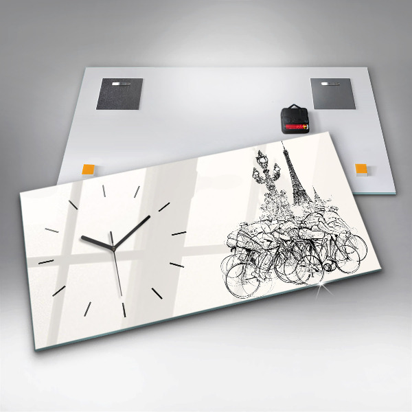 Horizontal wall clock Cycling race drawing