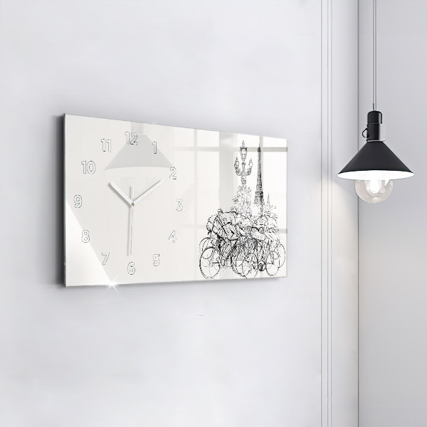 Horizontal wall clock Cycling race drawing