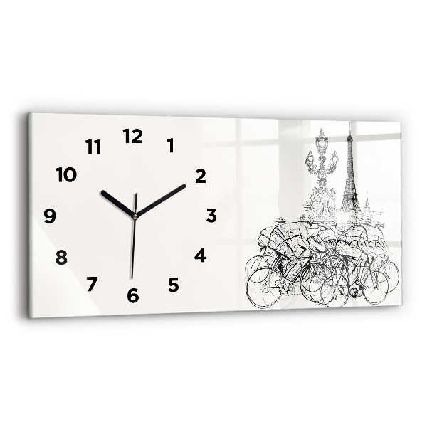 Horizontal wall clock Cycling race drawing
