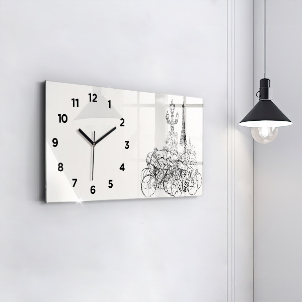 Horizontal wall clock Cycling race drawing