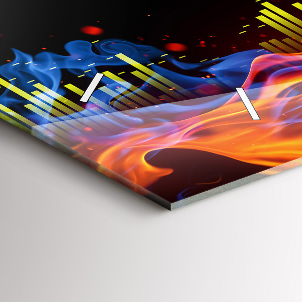 Horizontal wall clock Headphones and sound waves