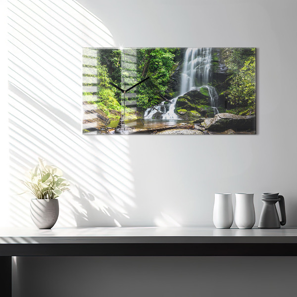 Horizontal wall clock Waterfall forest